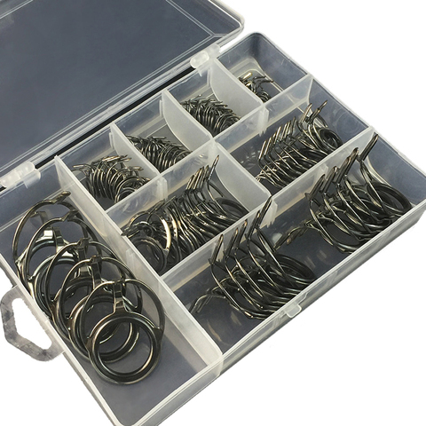 75PCS/Lot Mixed Size Fishing Rod Guide Tip Strong Line Rings Fishing Rod Guide Guides Tip Set Repair Kit DIY Eye Rings Tool ► Photo 1/6