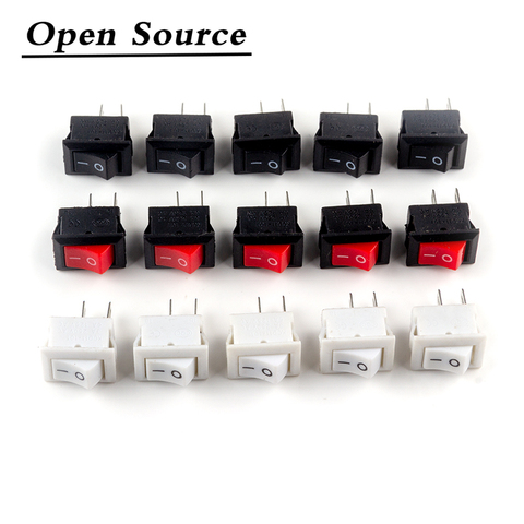 5/10Pcs Push Button Switch 10x15mm SPST 2Pin 3A 250V KCD11 Snap-in on/Off  Rocker Switch 10MM*15MM Black Red and White ► Photo 1/6