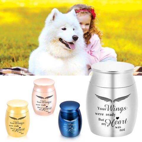 Angel Wings Small Keepsake Urn Human Ashes Keepsake Mini Cremation Urns Pet Ashes Holder -Your Wings were Ready My Heart was Not ► Photo 1/6