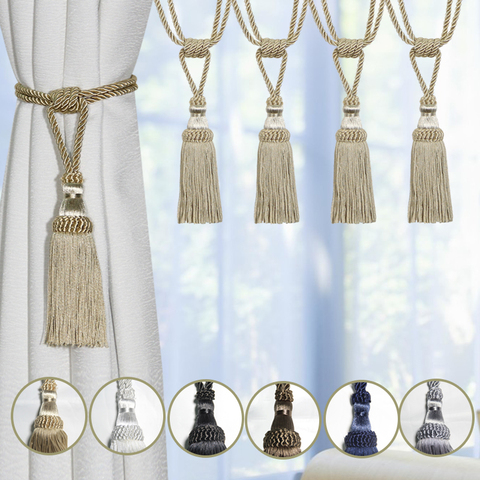 4Pcs Polyester Tassel Curtain Tieback Handmade Hanging Tassels Fringe Curtains Holder Buckle Rope Decor Room Accessories ► Photo 1/6