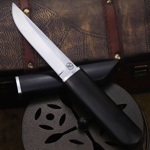 Dehong Japanese samurai D2 steel Blade Ebony sharp hunting knife high hardness jungle camping straight survival straight knife ► Photo 1/6