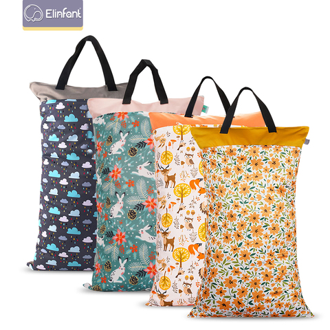 Elinfant 1 pcs Large Hanging Wet/Dry Pail Bag for Cloth Diaper,Inserts,Nappy, Laundry With Two Zippered Waterproof diaper bag ► Photo 1/6