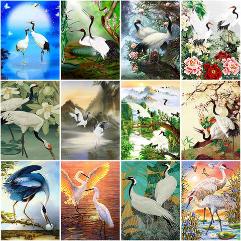 DIY 5D Diamond Painting Crane Animal Cross Stitch Diamond Embroidery Sale Full Round Drill Rhinestones Wall Art Picture Decor ► Photo 1/6