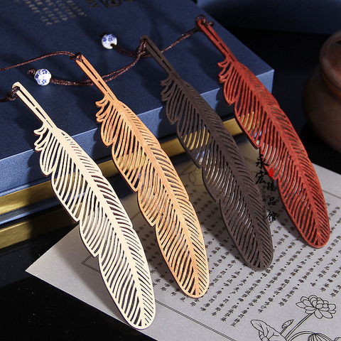Retro Chinese style Feather Bookmark Pendant Wooden Book mark Stationery School Office Supply Escolar Papelaria ► Photo 1/6