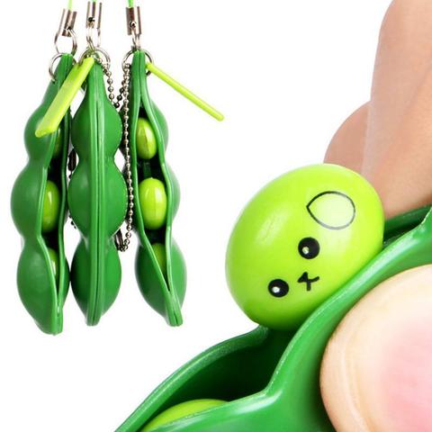 1pc Infinite Squeeze Edamame Bean Pea Expression Chain Key Pendant Ornament Stress Relieve Decompression Toys antistress ► Photo 1/6