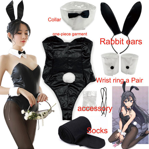 Sakurajima Mai Cosplay Costume for Girls Halloween Women Black Sexy Jumpsuit Rascal Does Not Dream of Bunny Girl Senpai Cos ► Photo 1/1