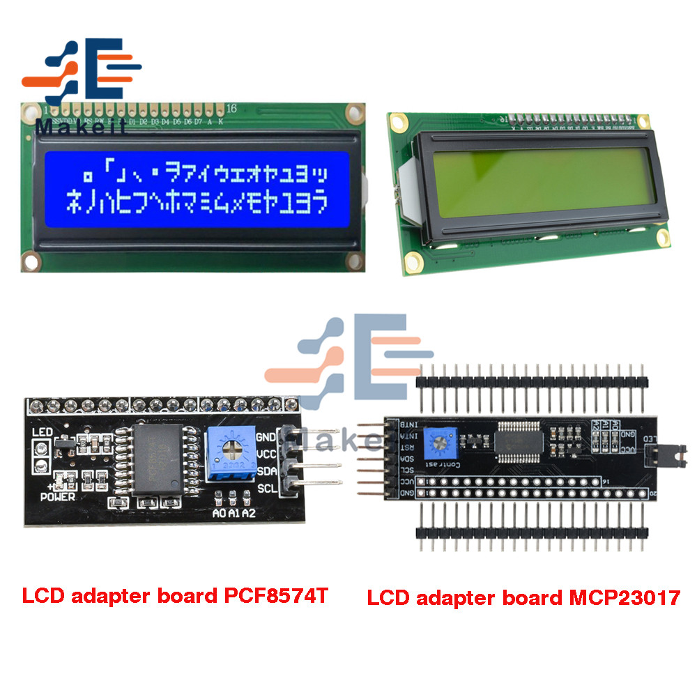 Module LCD Blue 16x2 HD44780 1602 Interface I2C PCF8574T for Arduino 
