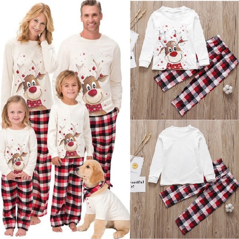 2022 Christmas Family Matching Pajamas Set Cute Deer Adult Kid Family Matching Clothes Xmas Sleepwear Pj's Baby Romper 6-18M ► Photo 1/6