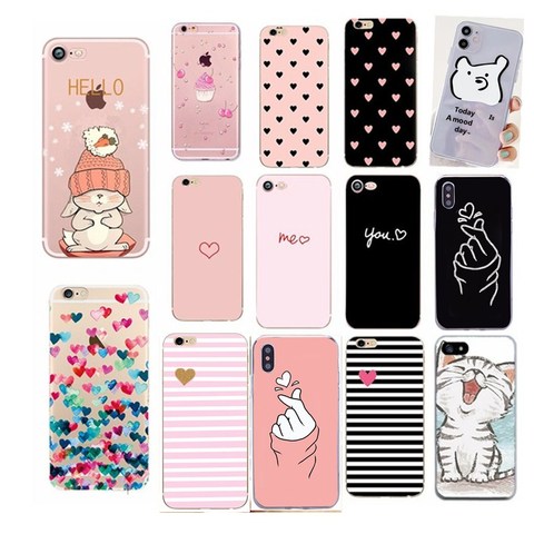 Heart Print Case For Iphone 6 S 6S Cover Phone Accessories Couple Coque Capas For Iphone 8Plus Iphone5 5S SE X XS 7 8 Plus Cases ► Photo 1/6