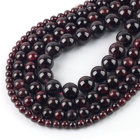 Wholesale Natural Dark Red Garnet Round Loose Stone Jewelry Beads 15.5