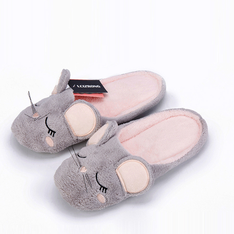 LCIZRONG Women Indoor Mouse 3D Slippers Cute Family Home Large Size Slippers Animal Fashion Soft Pantoufle Cotton House Shoes ► Photo 1/6