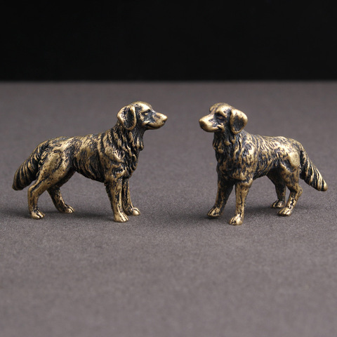 Antique Copper Hound Figurines Miniatures Desktop Ornaments Zodiac Animal Dog Small Statue Tea Pet Home Decorations Puppy Crafts ► Photo 1/6