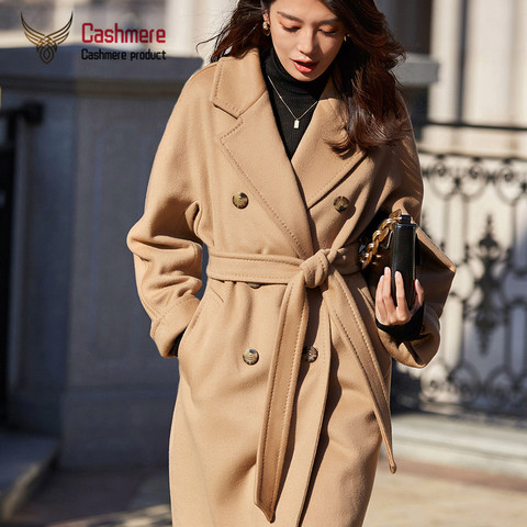 Wool woolen coat female 2022 autumn and winter new classic double-breasted long wool coat warm thick coat coat female Plus Size ► Photo 1/6