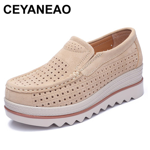 CEYANEAO new flat platform moccasins for women loafers with leather suede fringes for womenE076 ► Photo 1/6