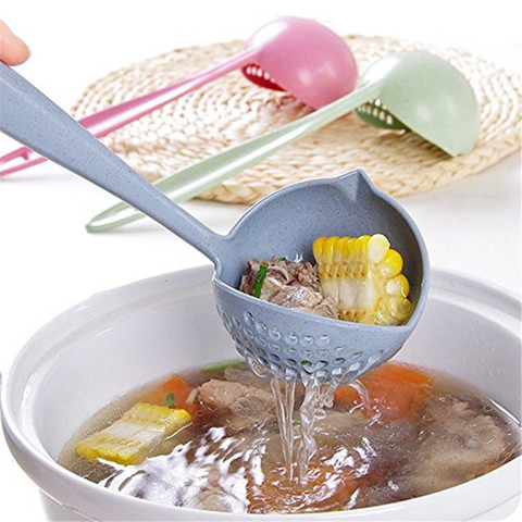 2 in 1 Long Handle Soup Spoon Home Strainer Cooking Colander Kitchen Scoop Plastic Ladle Tableware Kitchen Gadgets Free Shipping ► Photo 1/6