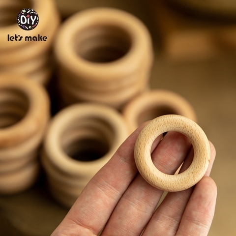 Let's Make Natural Wood Teething Ring All Size 20pcs Beech 40/55/60/65/70/80MM DIY Baby Wooden Toys Handmade Accessories Crafts ► Photo 1/6