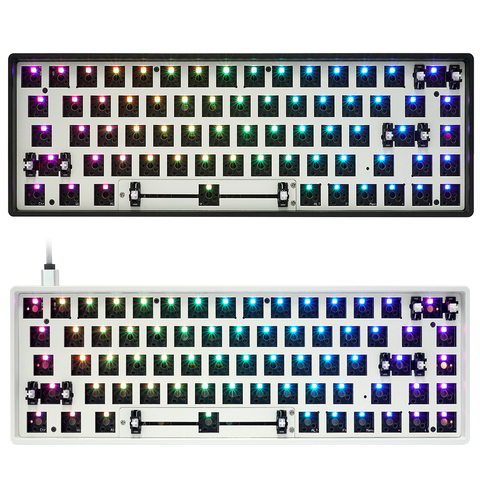 gk68x gk68 hot swappable 65% Custom Mechanical Keyboard support split spacebar rgb switch leds type c has software programmable ► Photo 1/6