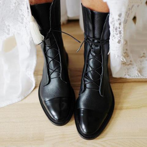 New Patent Leather women boots British Style Flat Boots Black Pointed Toe Boots Handsome Motorcycle Boots Women's Boots ► Photo 1/6