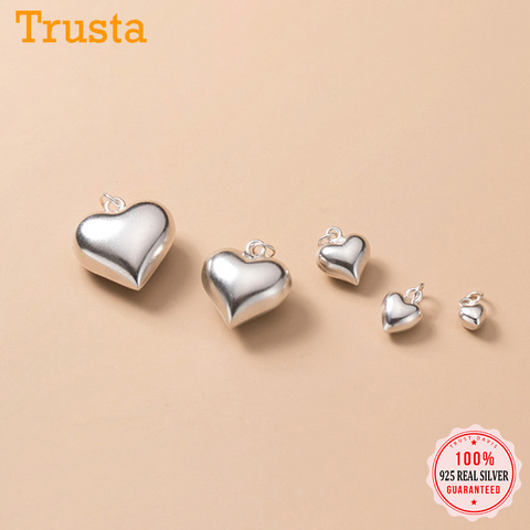 Trustdavis Real 925 Sterling Silver 3D Love Romantic Heart 4 6 8 13 15mm Charm Pendant Handmade DIY Accessories Wholesale DZ20 ► Photo 1/6