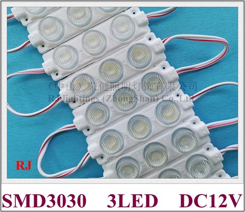 LED module with lens for lighting box beam angle vertically 15 horizontally 45 DC12V 75mm*20mm aluminum PCB SMD 3030 3 LED 3W ► Photo 1/1