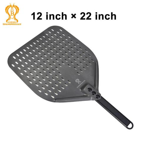 SHANGPEIXUAN Perforated Turning Peel 12 Inch Rectangular Pizza Shovel Aluminum Hard Coating Pizza Peel Paddle Short Pizza Tool ► Photo 1/6