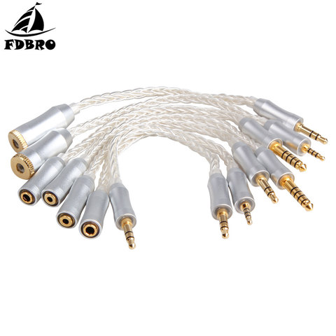 FDBRO 8 Core Silver Plating Copper Cable 2.5/3.5/4.4mm MaleTo 2.5/3.5/4.4mm Female Balanced Audio Conversion Cable Earphone Wire ► Photo 1/6