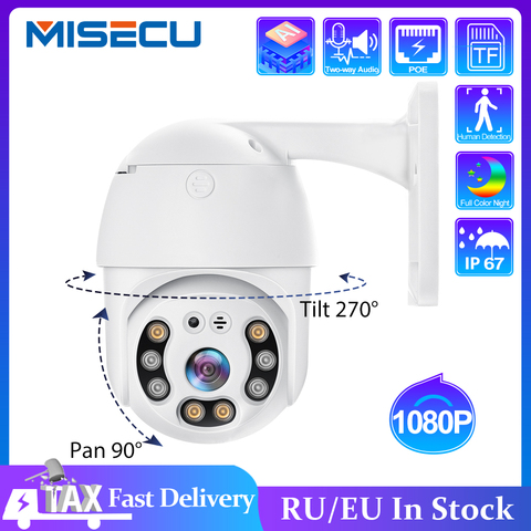 MISECU 1080P PoE IP Camera 2MP PTZ Camera Speed Dome Outdoor Onvif Two Way Audio Ai Human Detect Alarm Security Camera TF Card ► Photo 1/6