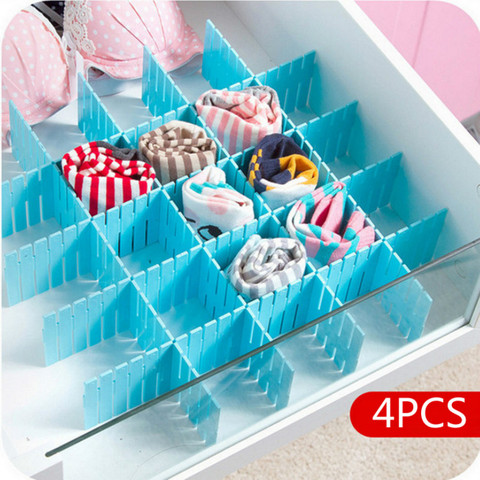 4Pcs DIY Plastic Drawer Grid Separator  Divider Partition Storage Organizer Underwear Socks makeup Clapboard mx7051643 ► Photo 1/6