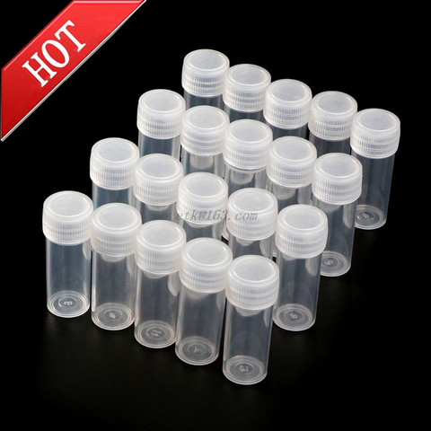 20Pcs 5ml Plastic Test Tubes Vials Sample Container Powder Craft Screw Cap Bottles for Office School Chemistry Supplies ► Photo 1/6
