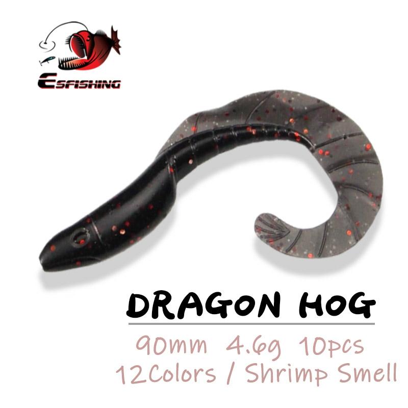 ESFISHING Carp Fishing Lures Soft Bait Dragon Hog 90mm 4.6g 10pcs Lifelike Artificial Bait Iscas Pesca Wobblers Fishing Talck ► Photo 1/4