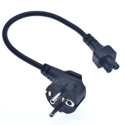 Eonvic 1ft European short travel power cord CEE7/7 male to IEC 320 C5 female for laptop notebook, 1ft schuko to C5 cord ► Photo 1/6