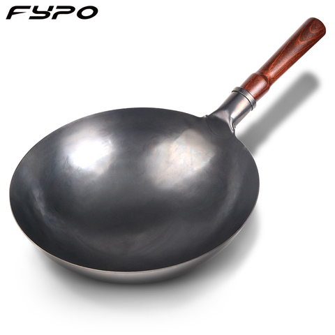 Wok Pan,No Chemical,Chinese Traditional Iron Wok With Detachable Wood Handle,Scratch Resistant Hand Hammered Pan Kitchen Cookwar ► Photo 1/1