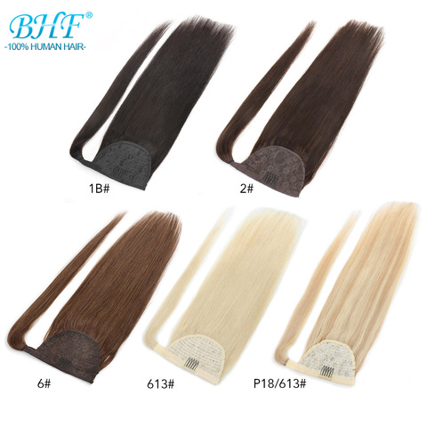 BHF 100% Human Hair Ponytail Brazilian Straight Remy Magic Wrap Around Ponytail Clip In Horsetail wig Extension 100g 120g ► Photo 1/6