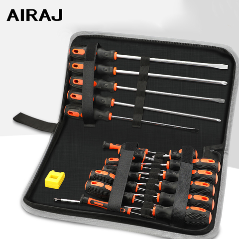 AIRAJ 6/8/10 Pcs Screwdriver Set Multifunctional Appliance Parts Repair Hand Tool One Word Cross With Magnetizer and Storage Bag ► Photo 1/6