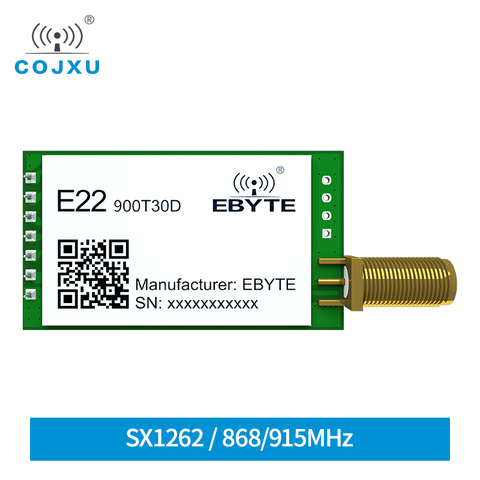 E22-900T30D SX1262 850.125-930.125MHz 30dBm 10km Range Range 5V UART GPIO ISM Band 868Mhz LoRa RF Module ► Photo 1/6