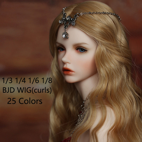 25 colors BJD Wig Fair size 1/3 1/4 1/6 1/8 Long Wave  Fiber long wig big wavy curly Retro classical hair for Dolls Wig ► Photo 1/6