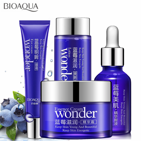 BIOAQUA 4PCS/lot Blueberry Moisturizing Skin Care Face Cream+Essence Liquid+Toner+Eye Cream Facial Care Set Whitening Hydrating ► Photo 1/6