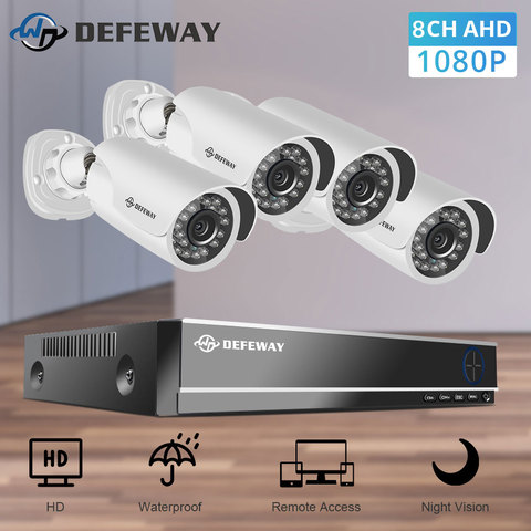 DEFEWAY Video Surveillance DVR Kit 8CH 1080P HD Security CCTV Camera System Outdoor 4pcs 2MP Bullet Camera Night Vision DVR Kit ► Photo 1/6