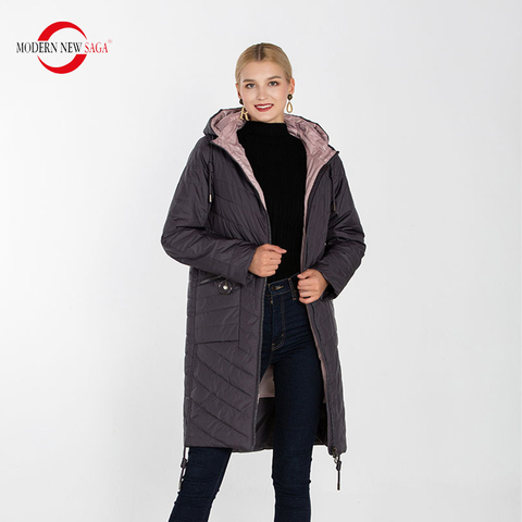 MODERN NEW SAGA 2022 Women Coat Long Jacket Autumn Cotton Padded Coat Parka Women Quilted Coat Overcoat Plus Size Ladies Coats ► Photo 1/6