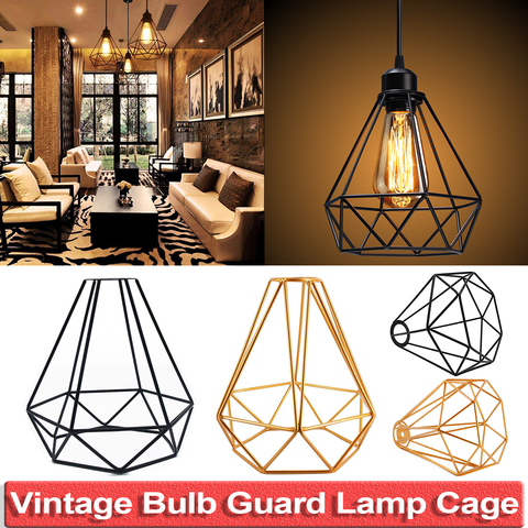 Vintage Lamp Shade  Modern Retro Cage Metal Lamp Guard DIY Pendant Lighting Industrial Black Metal Wire For E26 E27 Socket D23 ► Photo 1/6