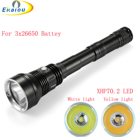 new 6000 lumen XHP70.2 LED Yellow/White light Diving Flashlight Professional Underwater 150M Waterproof Torch Outdoor Dive lamp ► Photo 1/6