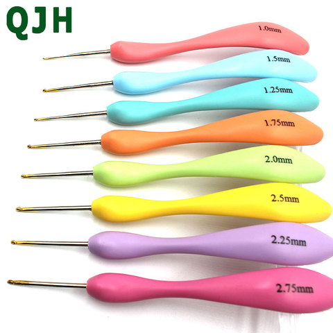 Crochet Hook Set Aluminum Ergonomic Crochet Needles with Colorful Soft Rubber Grip Cushioned Handles Needles 8Size 1.0-2.75mm ► Photo 1/6