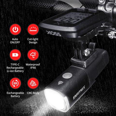Bicycle Smart Headlights USB Rechargeable 800Lumens Waterproof Enfitnix Navi800 Handlebar Front Light for Bicycle Accessories ► Photo 1/6