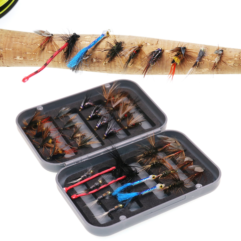 32Pc/Box Trout Nymph Fly Fishing Lure Dry/Wet Flies Ice Fishing Lures Wobblers Isca Artificial Bait with Box Fishing Lure Set ► Photo 1/5