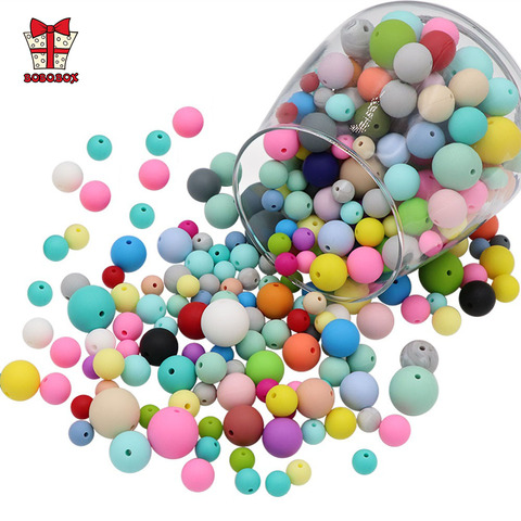 BOBO.BOX 100Pcs/lot Silicone Beads Baby Teether 9/12/15mm Baby Teething Beads For Pacifier Chain Silicone Teether BPA Free ► Photo 1/6