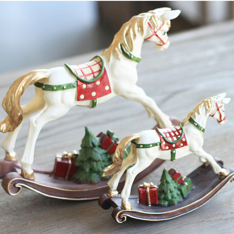 Nordic ins rocking horse figurines American bedroom living room children's room desktop home decoration crafts Christmas gifts ► Photo 1/6