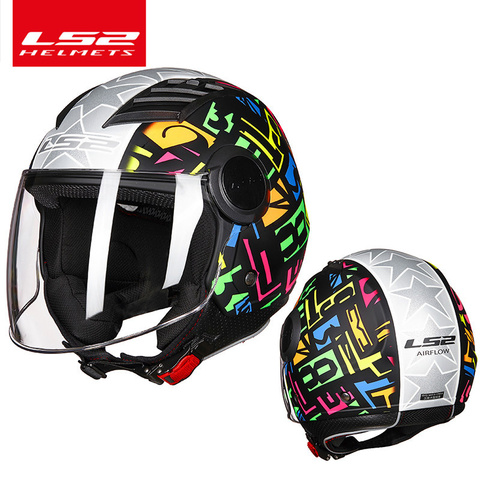 LS2 airflow motorcycle helmet 3/4 open face jet scooter half face motorbike helm capacete casco LS2 OF562 vespa helmets ► Photo 1/4