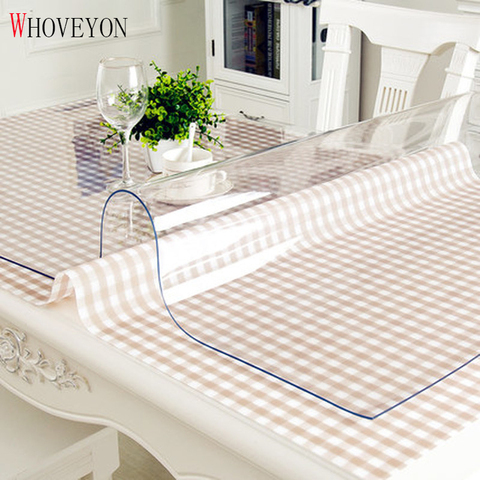 PVC Waterproof Tablecloth Table Cloth Transparent Tablecloth Kitchen Pattern Oil Cloth Glass Soft Cloth Table Cover Mat 1.0m ► Photo 1/6