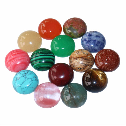 10pcs / lot Natural Stone 6 8 10 12 14 16 18 20mm Beads Round Beads Cabochon Cameo Fit Pendant For Jewelry Charm Diy Necklace ► Photo 1/6