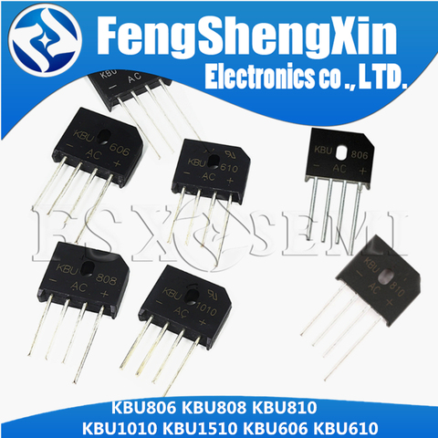 5pcs/lot KBU606 KBU610 KBU806 KBU808 KBU810 KBU1010 KBU1510 DIP-4  BRIDGE RECTIFIERS ► Photo 1/6